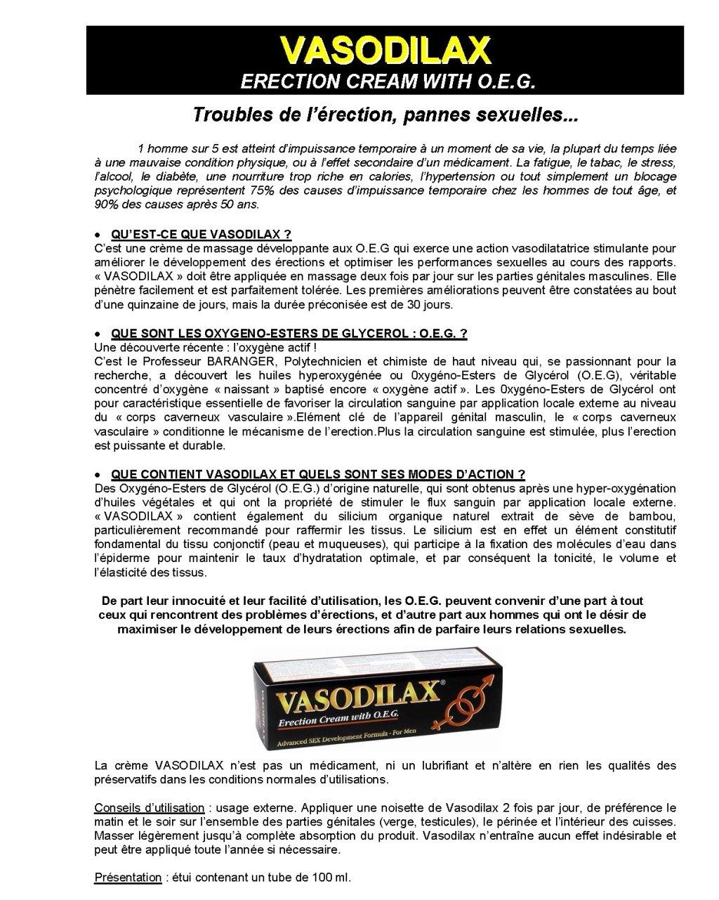 Stimolante dell'erezione di Vasodilax