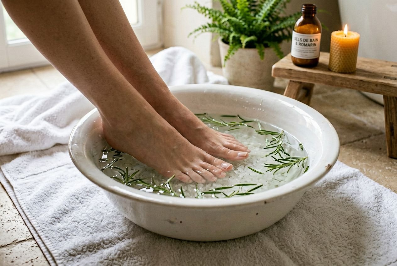 Bain de pieds au sel d'Epsom thérapeutique