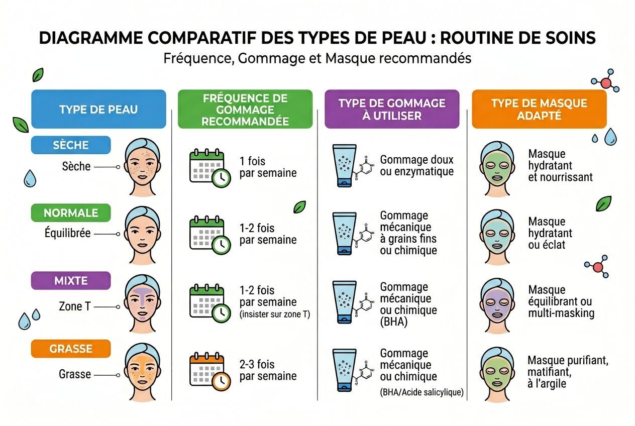 Guide d'adaptation du gommage par type de peau